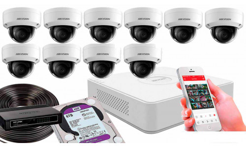 Комплект видеонаблюдения на 10 камер для помещения 8mp IP